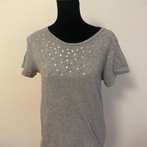 J. Crew Gray Short Sleeve Tee with metallic stars Classic Crew Neck